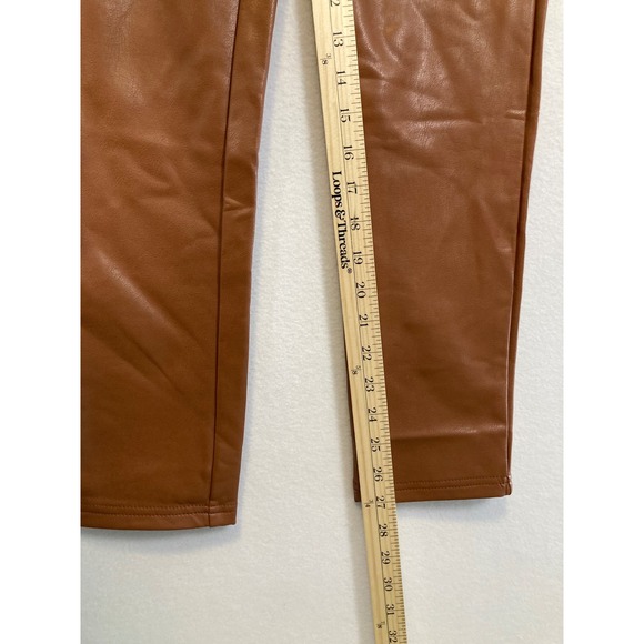Fashion Nova Cognac Faux Leather High Waisted Triple Button Pants Brown L NEW - Picture 7 of 11